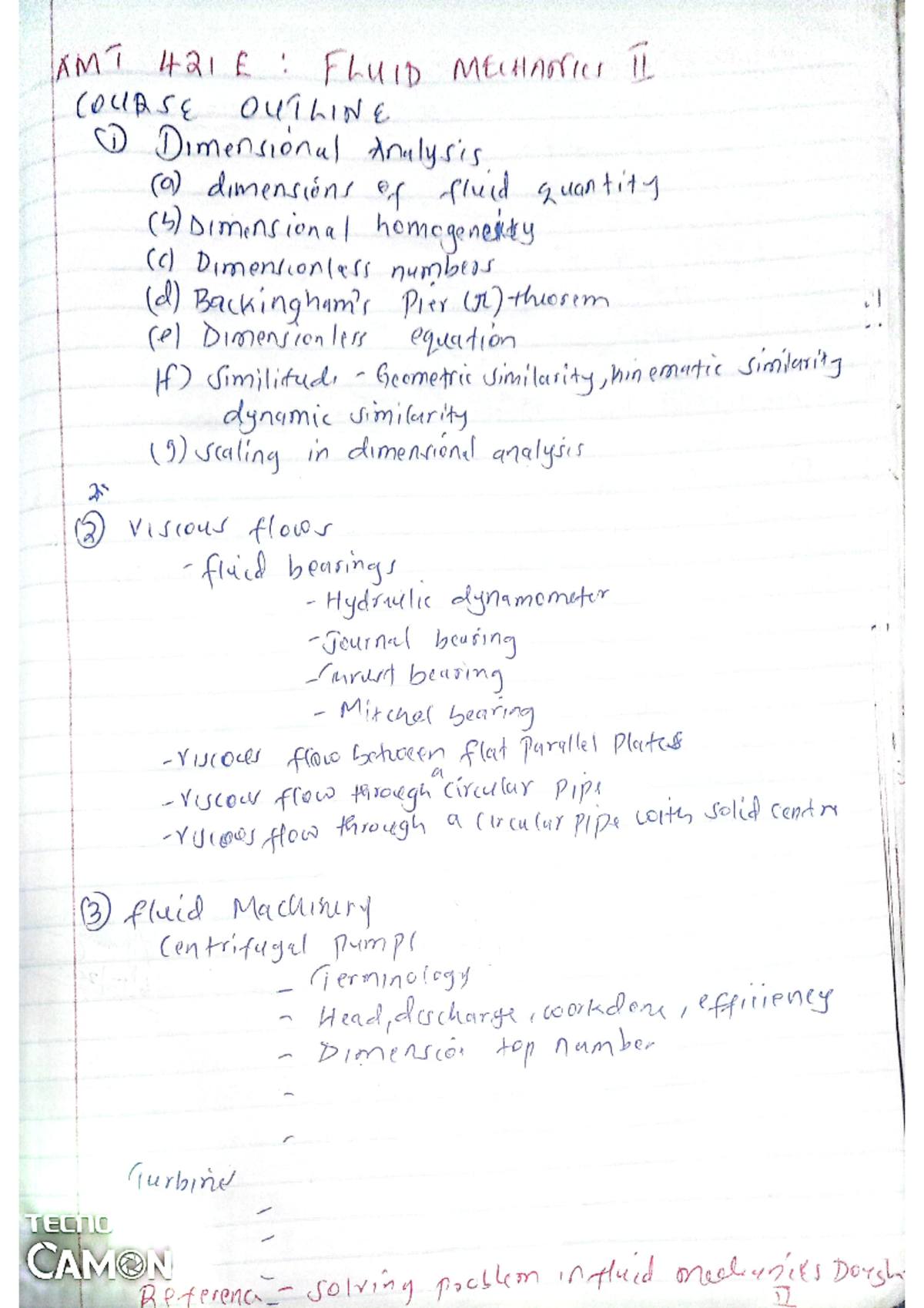 Omutange Fluid Mechanics II Lecture Notes - AMT 431E - Studocu