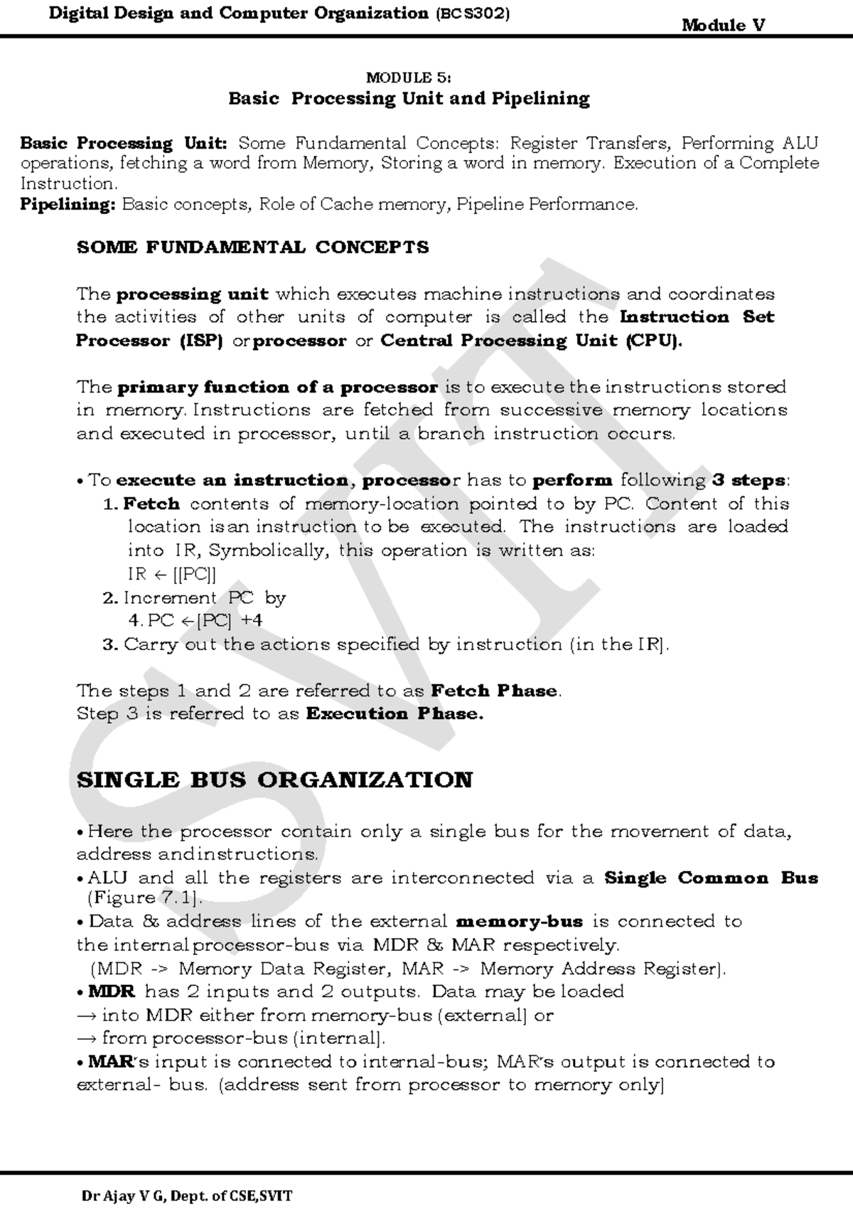 M5 Lecture Notes: Understanding CPU, Pipelining & Cache Memory - Studocu