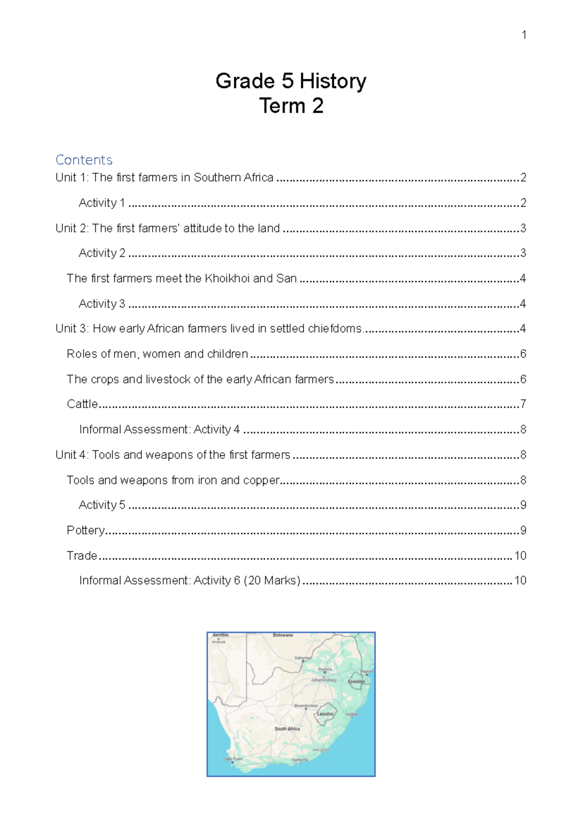 Grade 5 History T2 2024: Early African Farmers and Their Society - Studocu