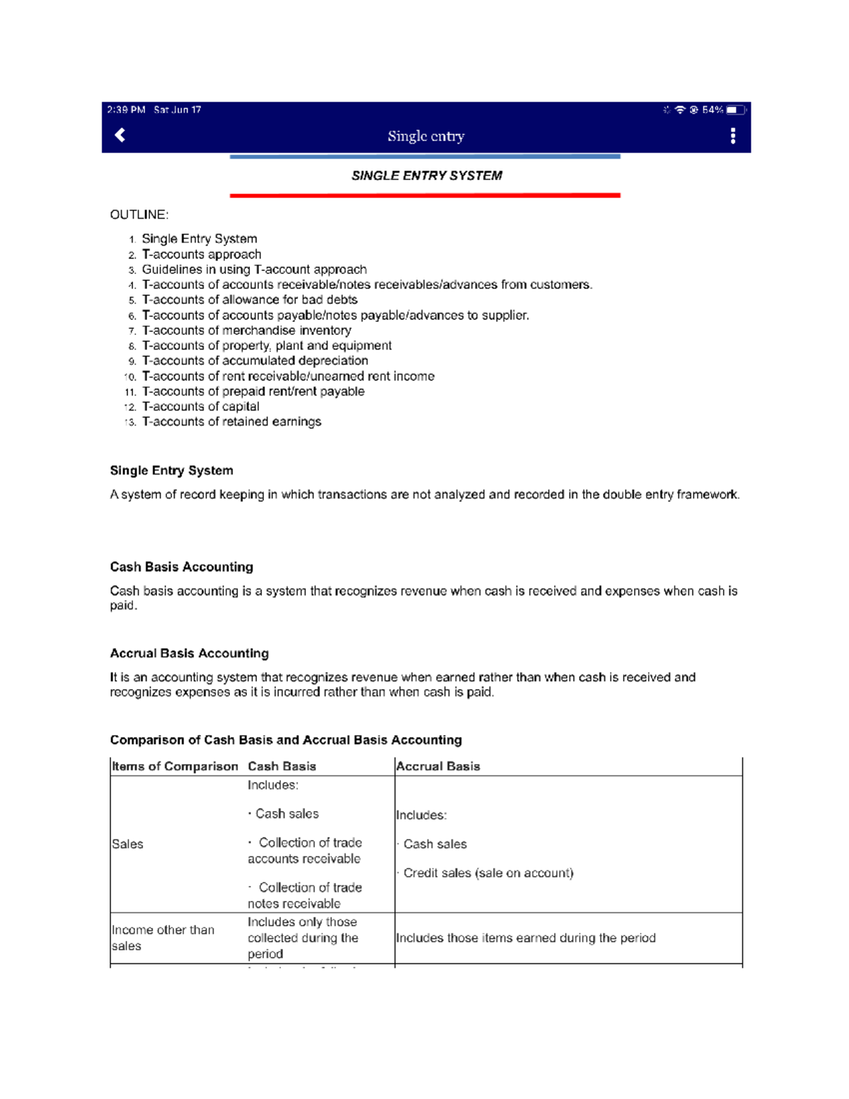Single Entry System Overview and Cash Basis Accounting Guidelines - Studocu
