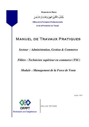 Résumé sur la Gestion de la Force de Vente - Examen Final 022021 - Studocu