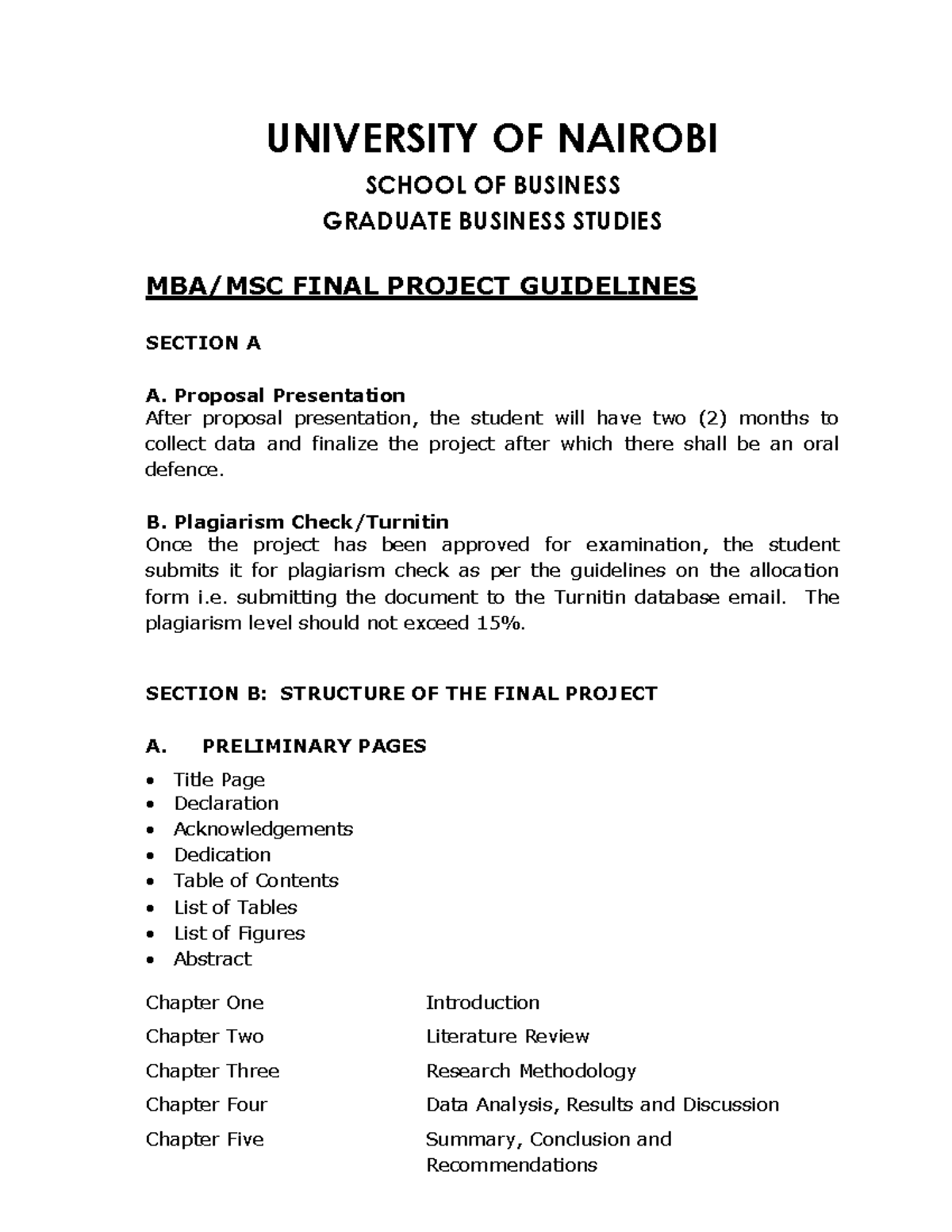 MBA.Msc . Final Project Guidelines - UNIVERSITY OF NAIROBI SCHOOL OF ...