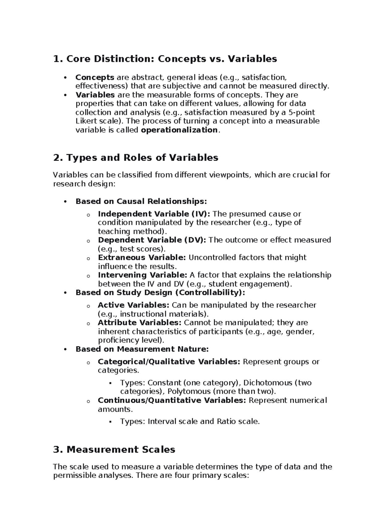Chapter 3: Concepts vs. Variables in Research Design - Studocu