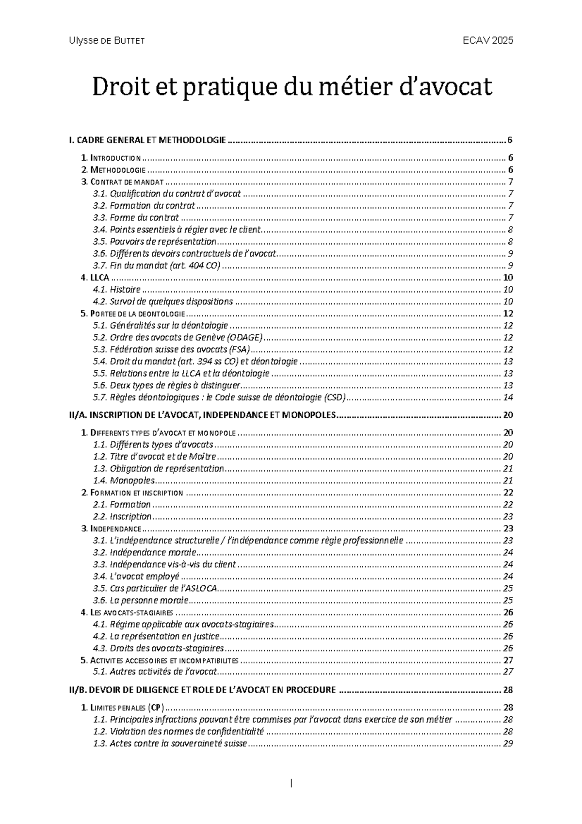 Résumé - Droit et Pratique du Métier d'Avocat - Ulysse DE BUTTET ECAV ...