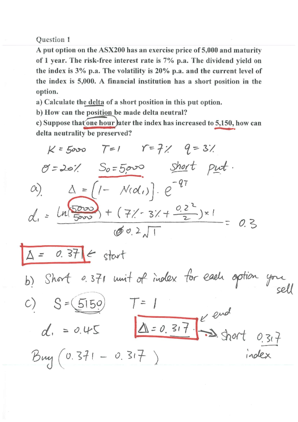 Week 10 Practice Questions: Delta Neutrality in ASX200 Put Options ...