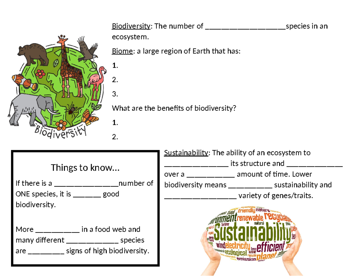 Biodiversity Notes: Understanding Ecosystems and Sustainability - Studocu