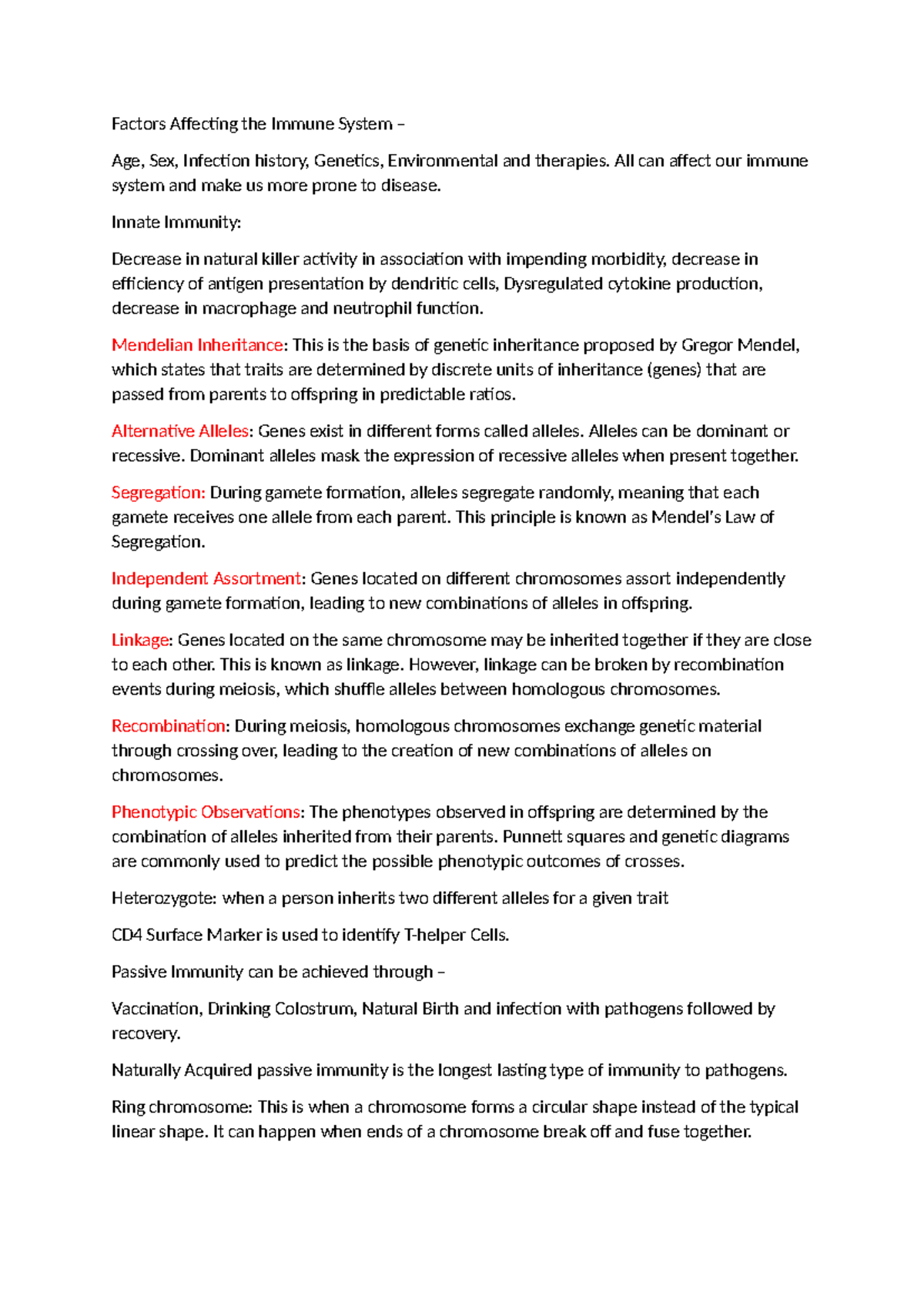 GEN 301: Genetics and Immunology Lecture Notes Overview - Studocu