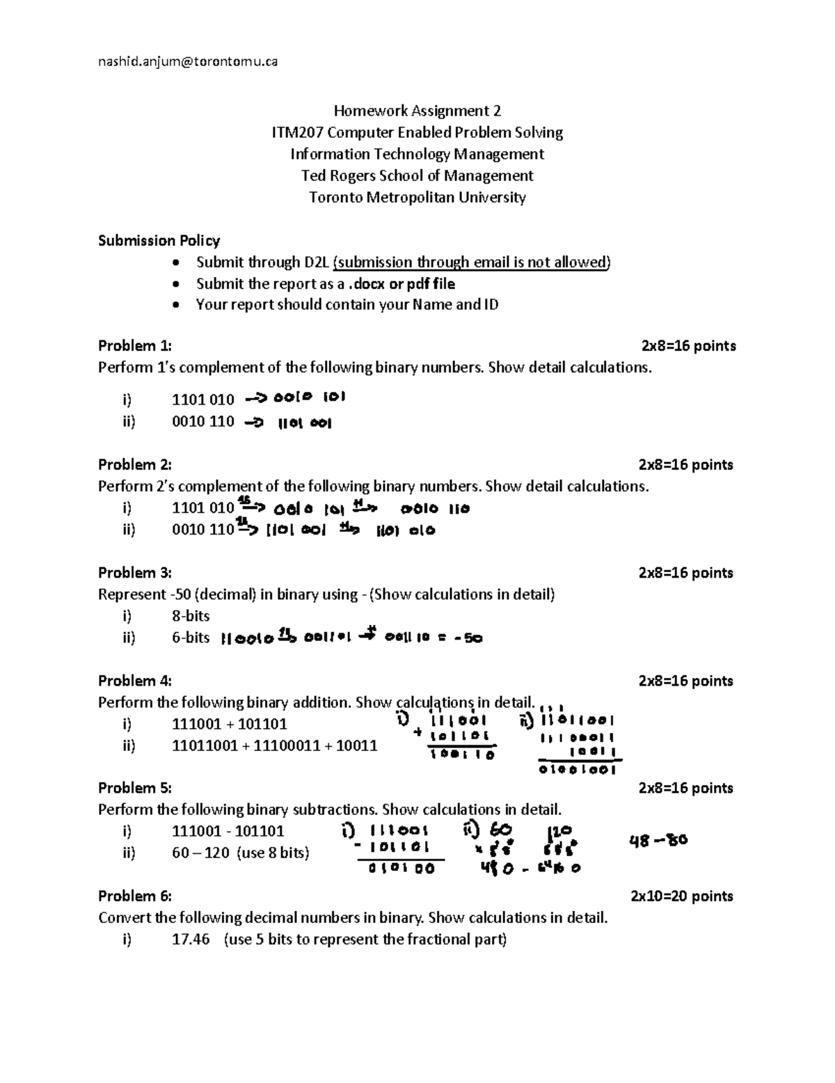 ITM207 Homework Assignment 2: Binary Operations Practice - Studocu