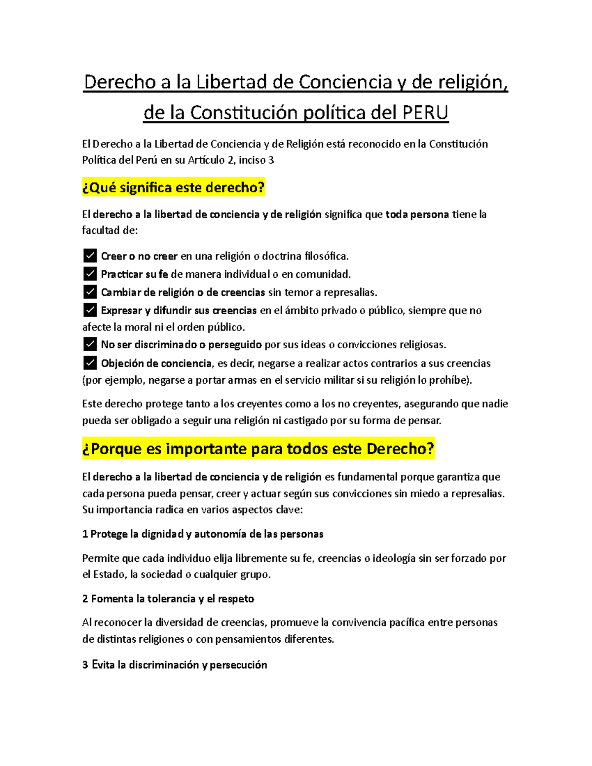 Derecho a la Libertad de Conciencia y de religión - Practicar su fe de ...