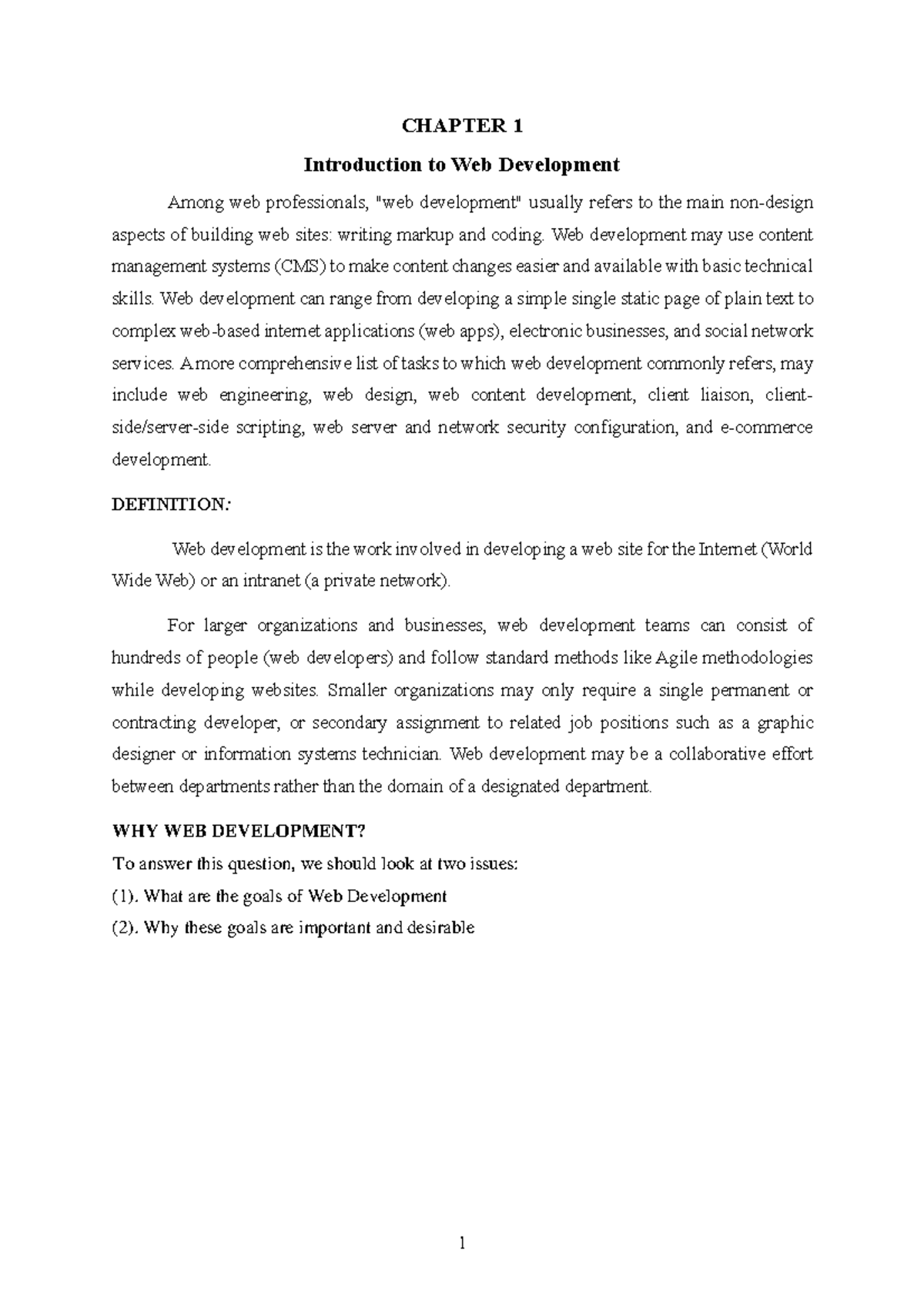 WEB 101: Introduction to Web Development - Chapter Overview and Goals ...