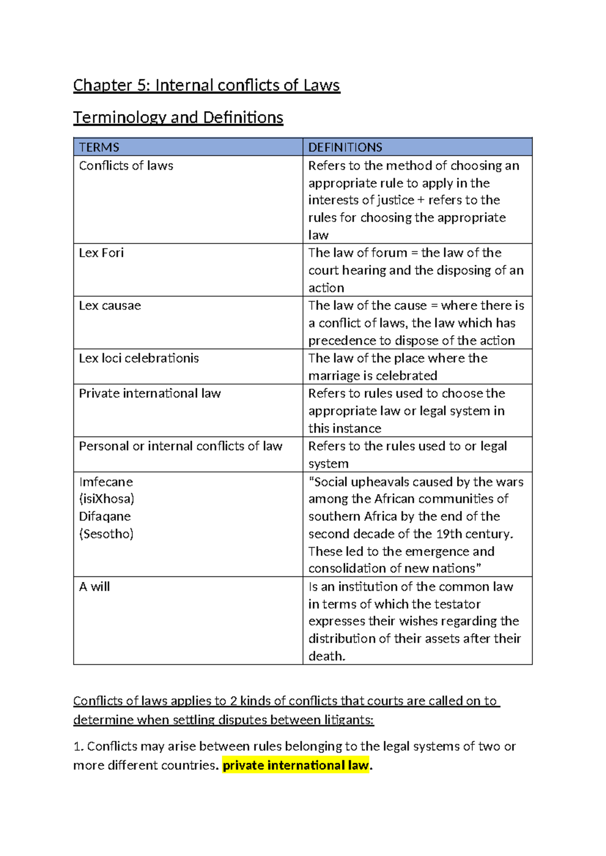 Chapter 5 - Internal Conflicts of Laws: Essential Notes for Your Test ...