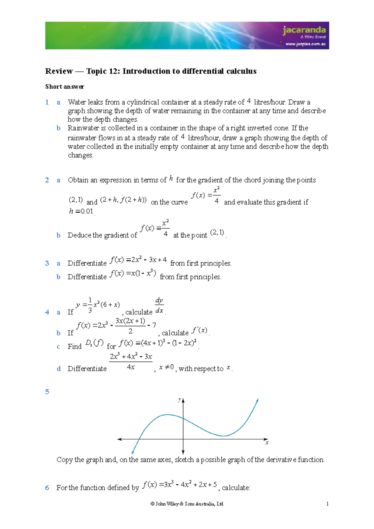 Methods - Differential Calculus Review Notes for Doc-18112 - Studocu