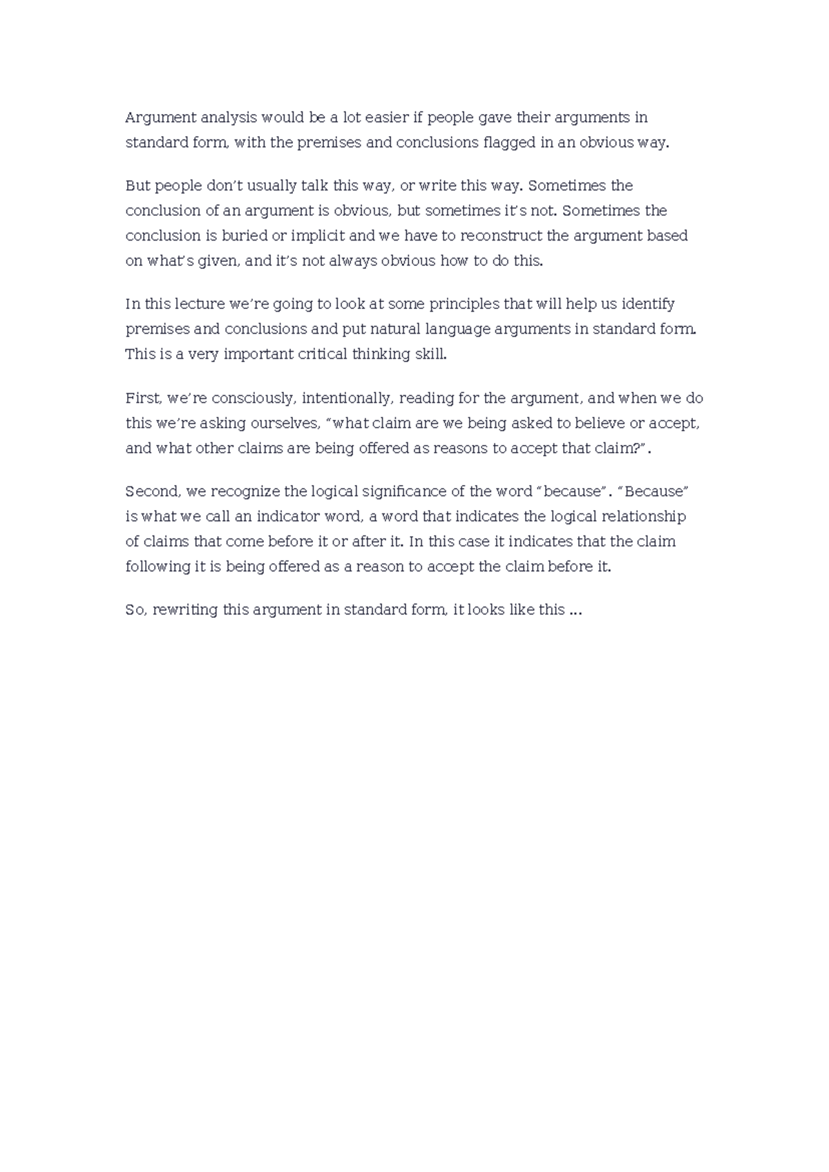 Argument Analysis Principles - Critical Thinking Lecture Notes - Studocu