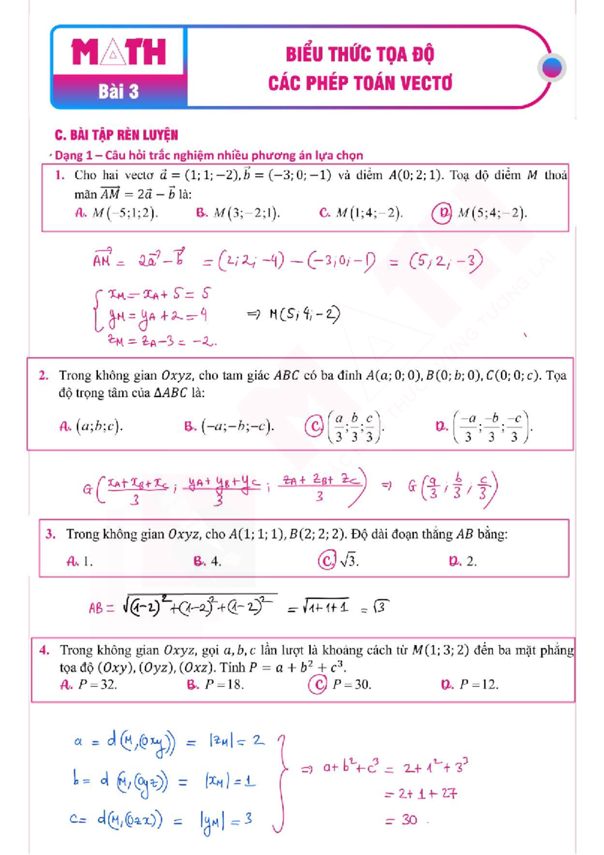 Bài Tập Luận MATH MB3: Tọa Độ Vectơ và Các Phép Toán Vectơ - Studocu