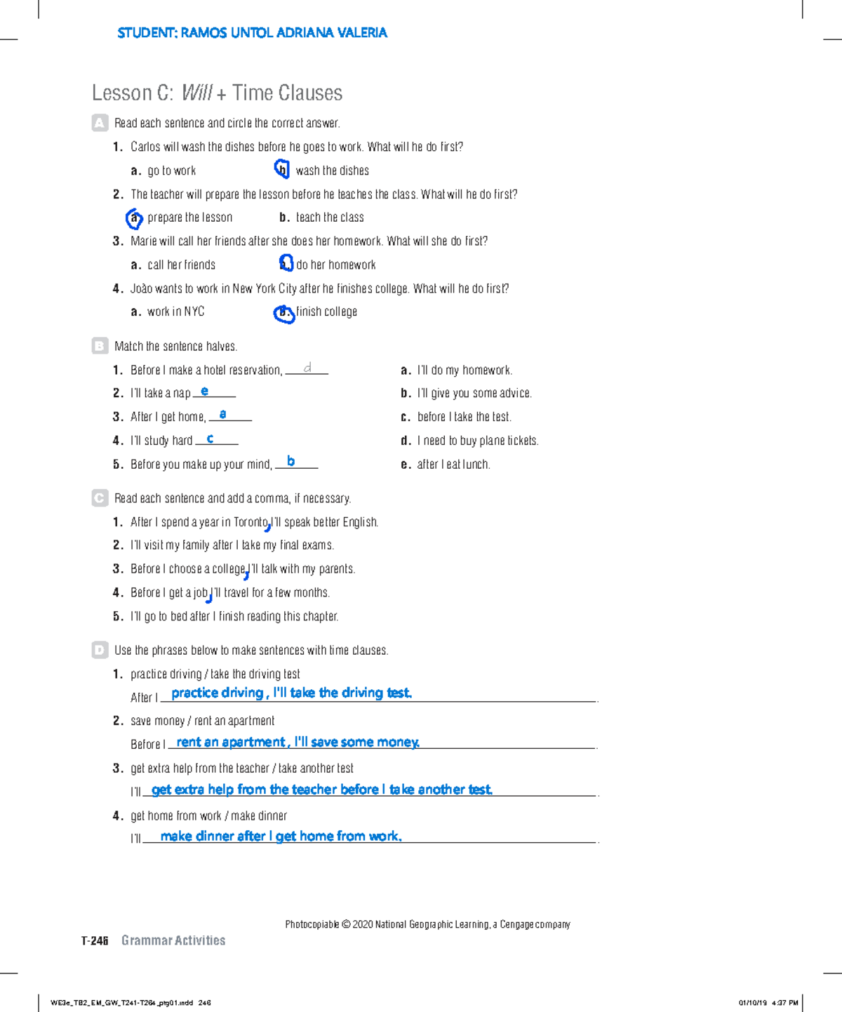 World English 3E Level 2 Grammar Activities: Unit 3 Lesson C - Studocu