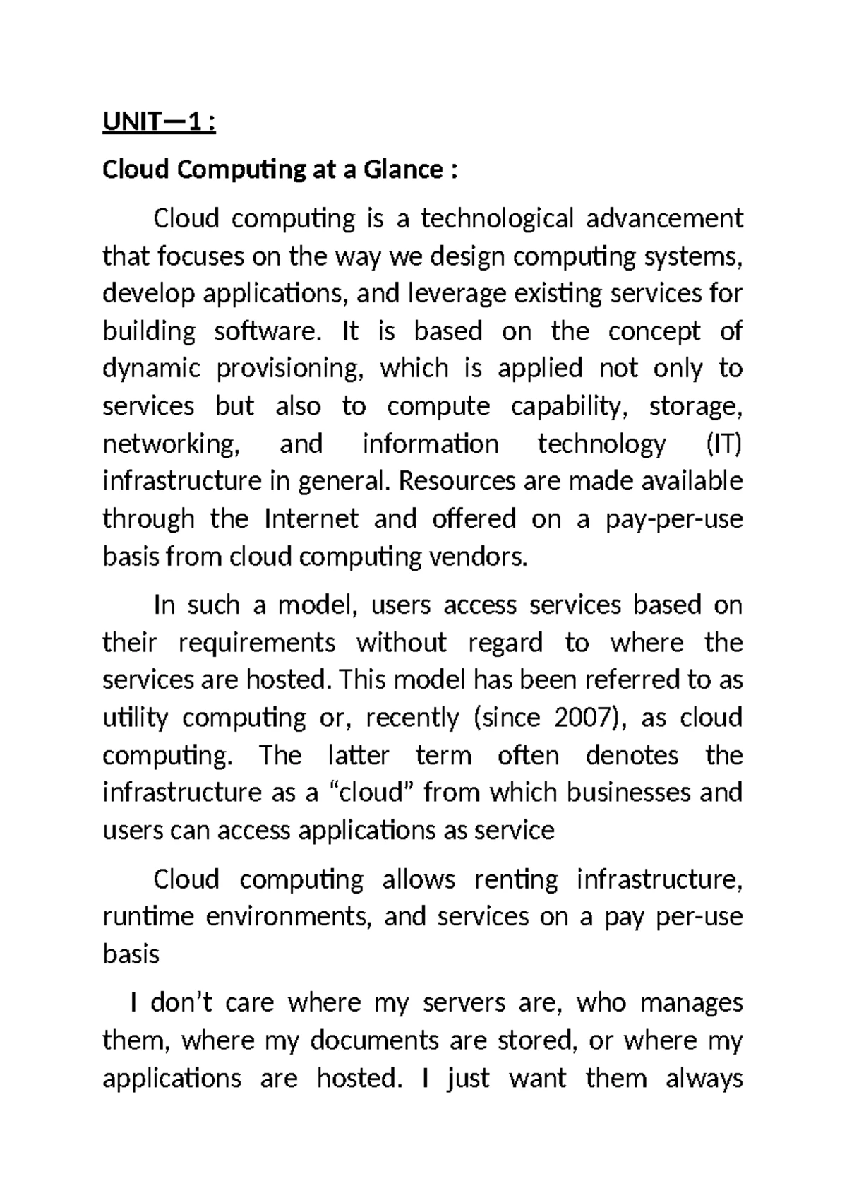 1 - Cloud Computing - UNIT-II VIRTUALIZATION INTRODUCTION ...