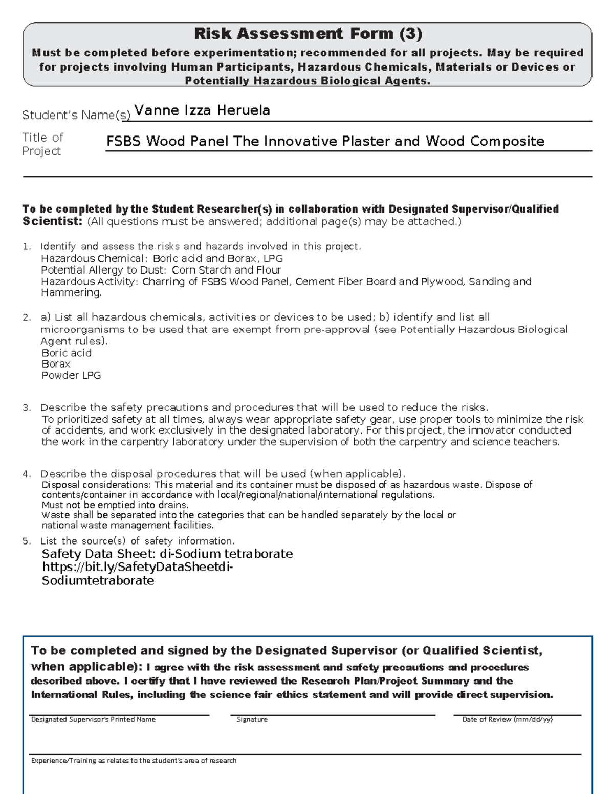 3-Risk-Assessment - For research - To be completed and signed by the ...