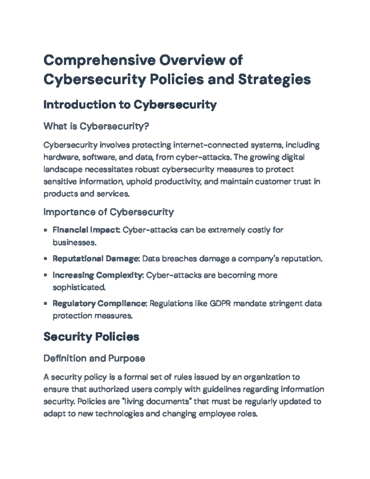 Comprehensive Cybersecurity Strategy and Policy Overview ...