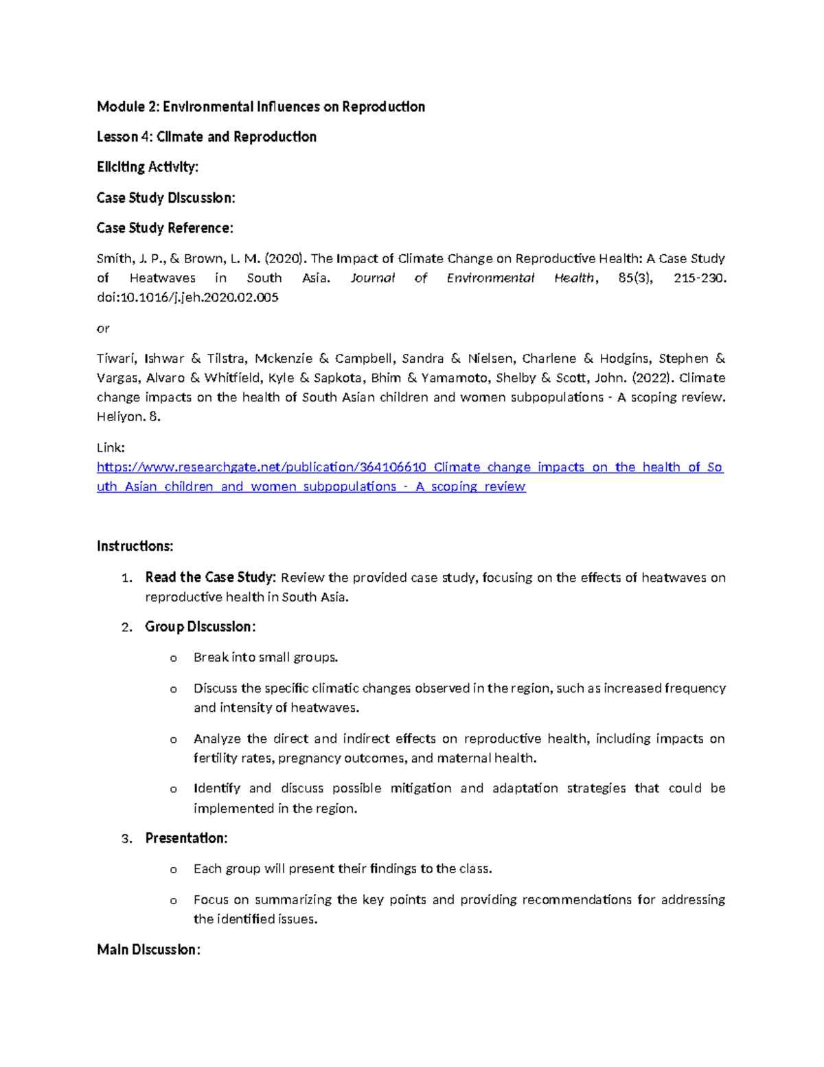 Module 2-Environmental Influences on Reproduction - Module 2 ...