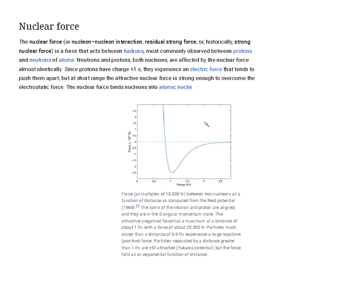 Nuclear Force: Understanding Nucleon Interactions and Binding Energy ...