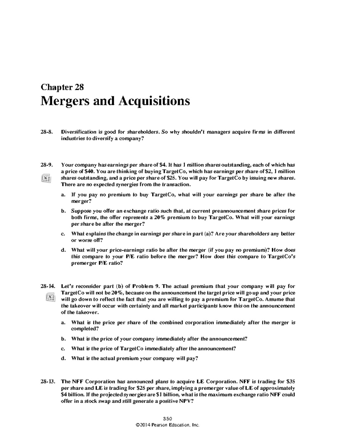 Chapter 28: Mergers & Acquisitions Analysis and Insights - Studocu