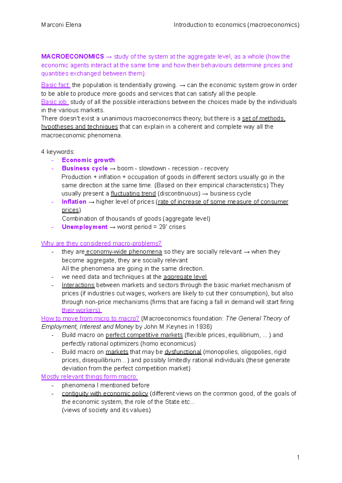 MACROECONOMICS 101: Key Concepts and National Accounts Overview - Studocu