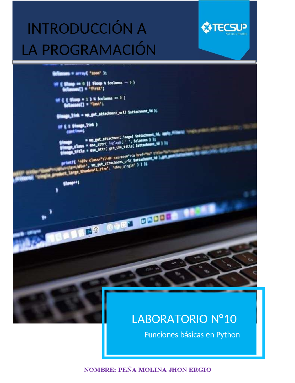 Laboratorio 10: Funciones Básicas en Python - PEÑA MOLINA JHON ERGIO ...
