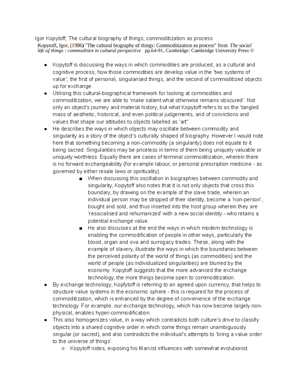 Ai T 2 Kopytoff's Cultural Biography of Commodities: Insights ...