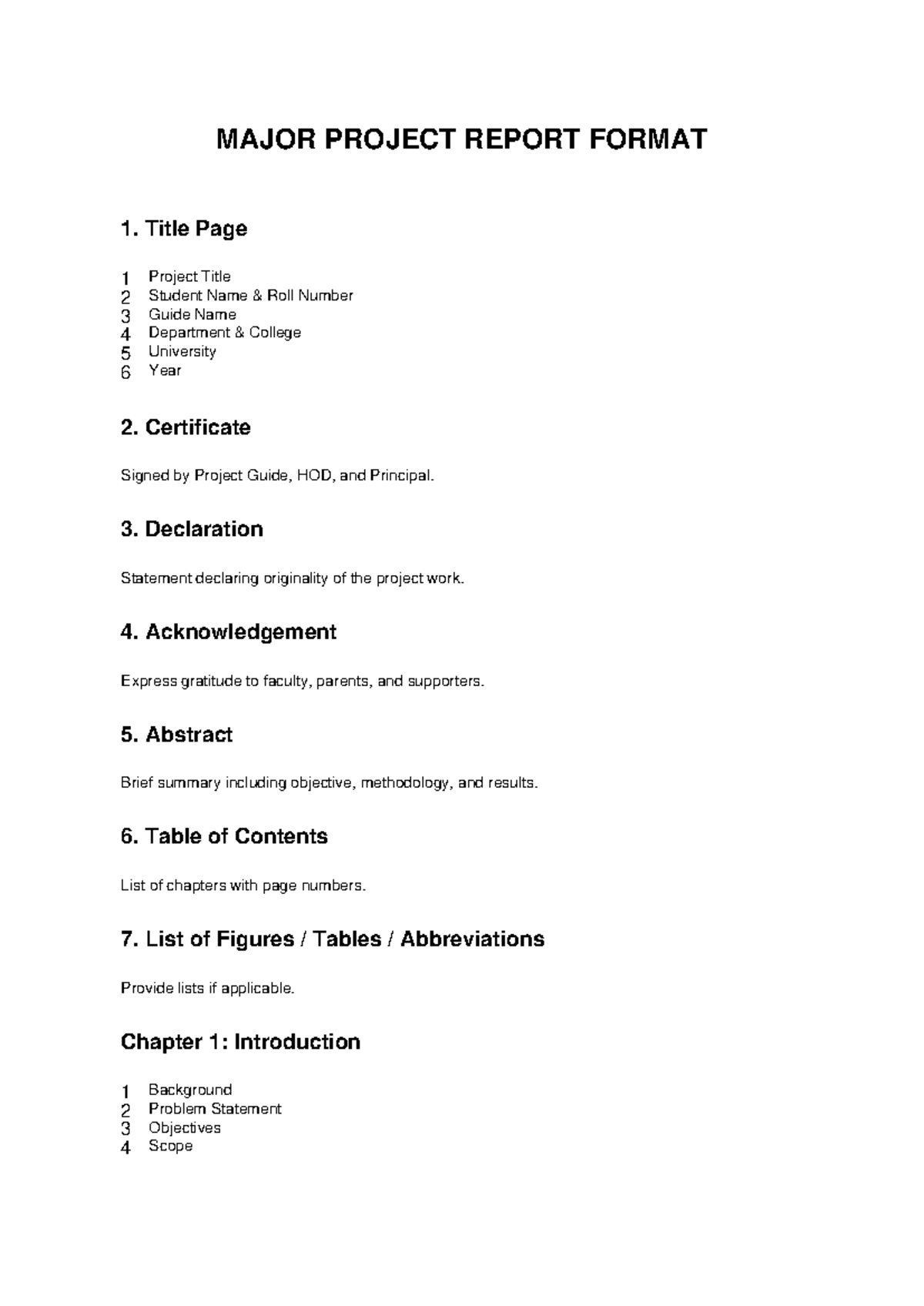 MAJOR PROJECT REPORT FORMAT - 844 Construction Management - Studocu