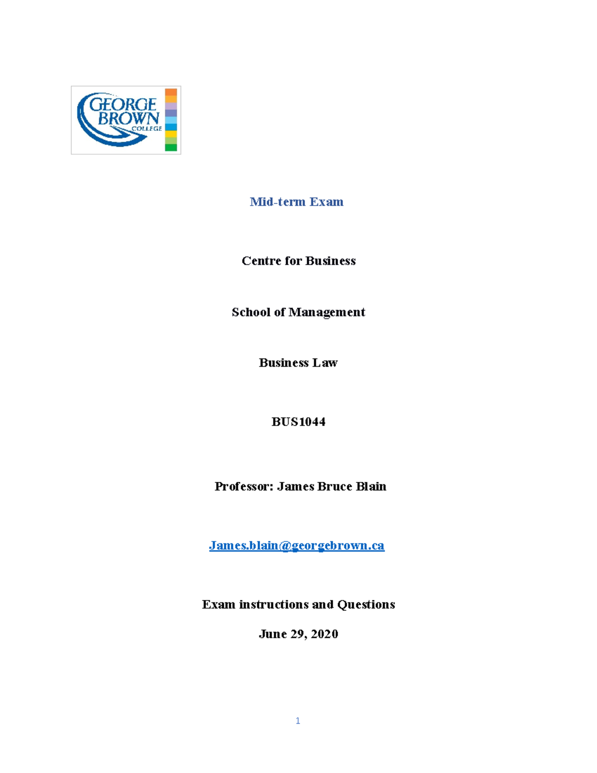BUS Midterm Exam (June 29, 2020) - Business Law Overview - Studocu