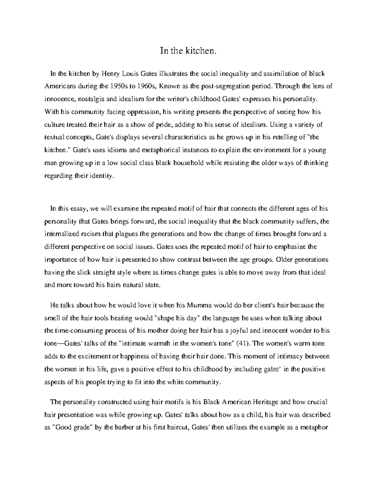 Writ 101 Essay 1: Analyzing Gates' 