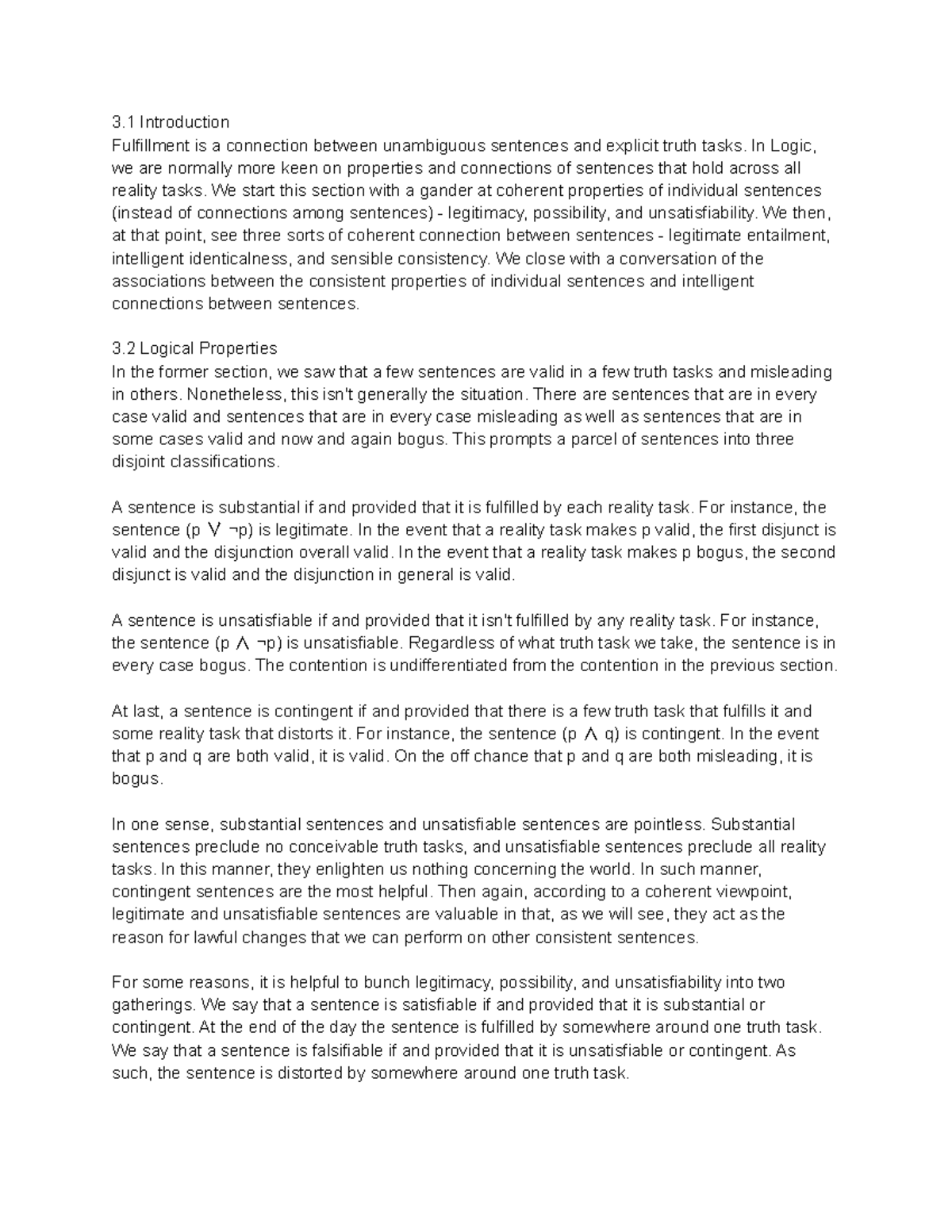 Introduction to Logic CH 3: Propositional Analysis Overview - Studocu