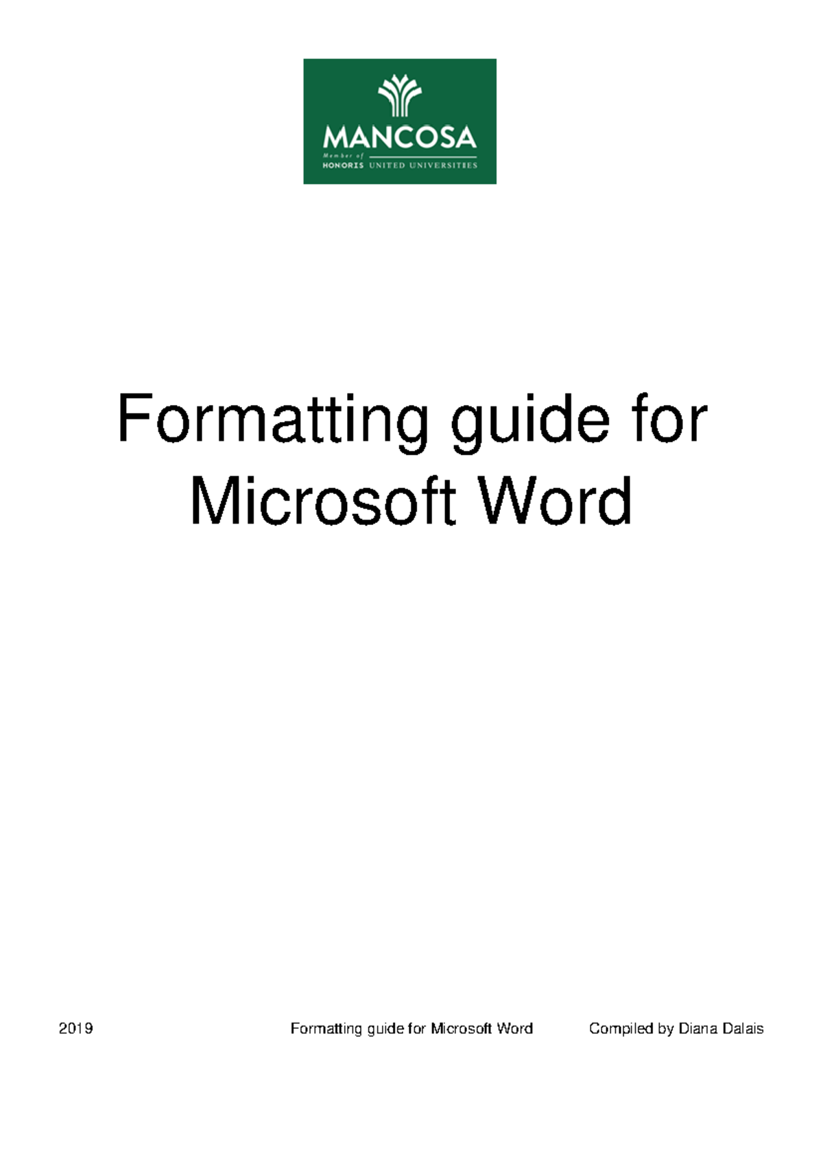 Formatting guide for Microsoft Word - - Studocu