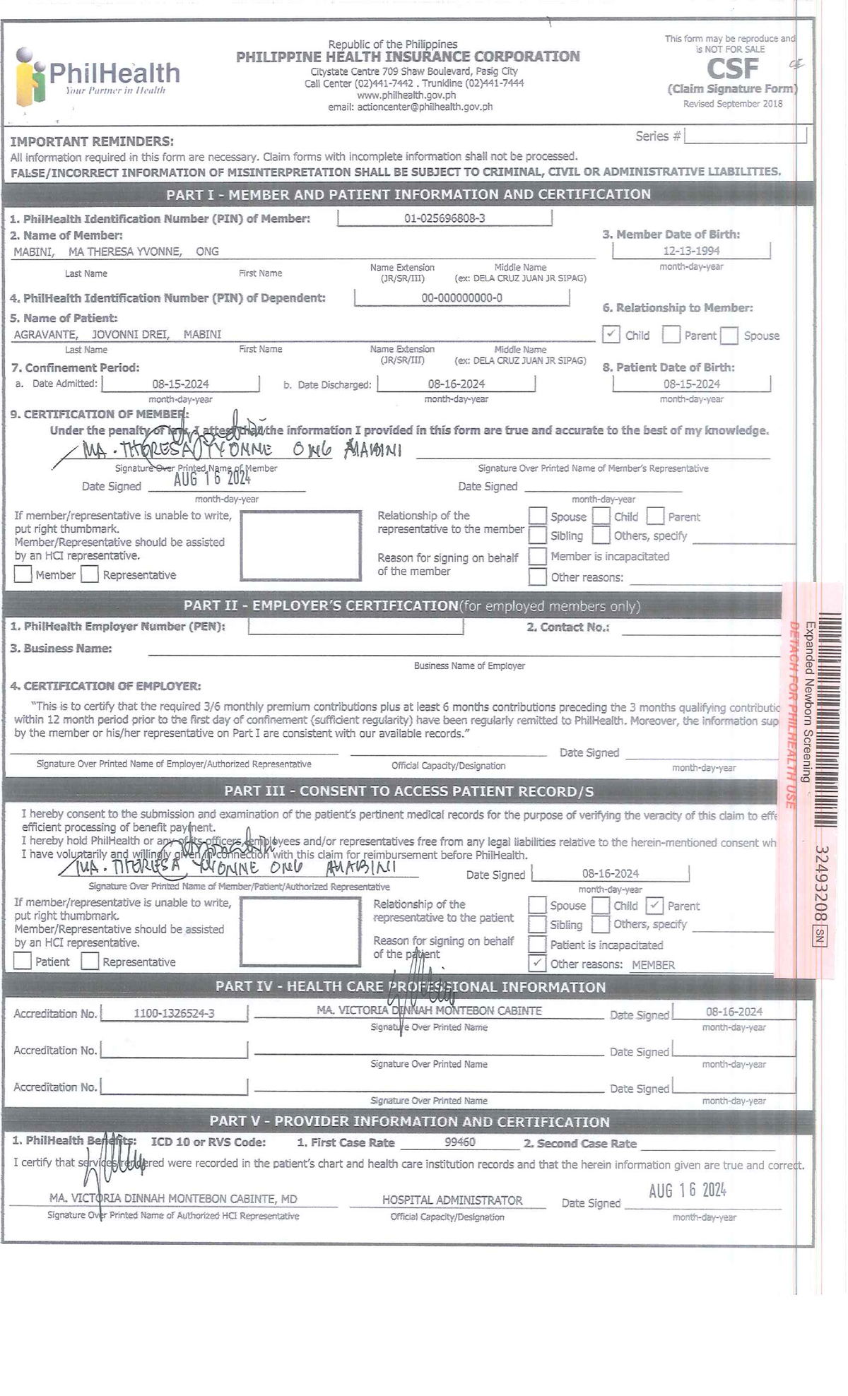 CSF - Claim Signature Form for PhilHealth Membership and Benefits - Studocu