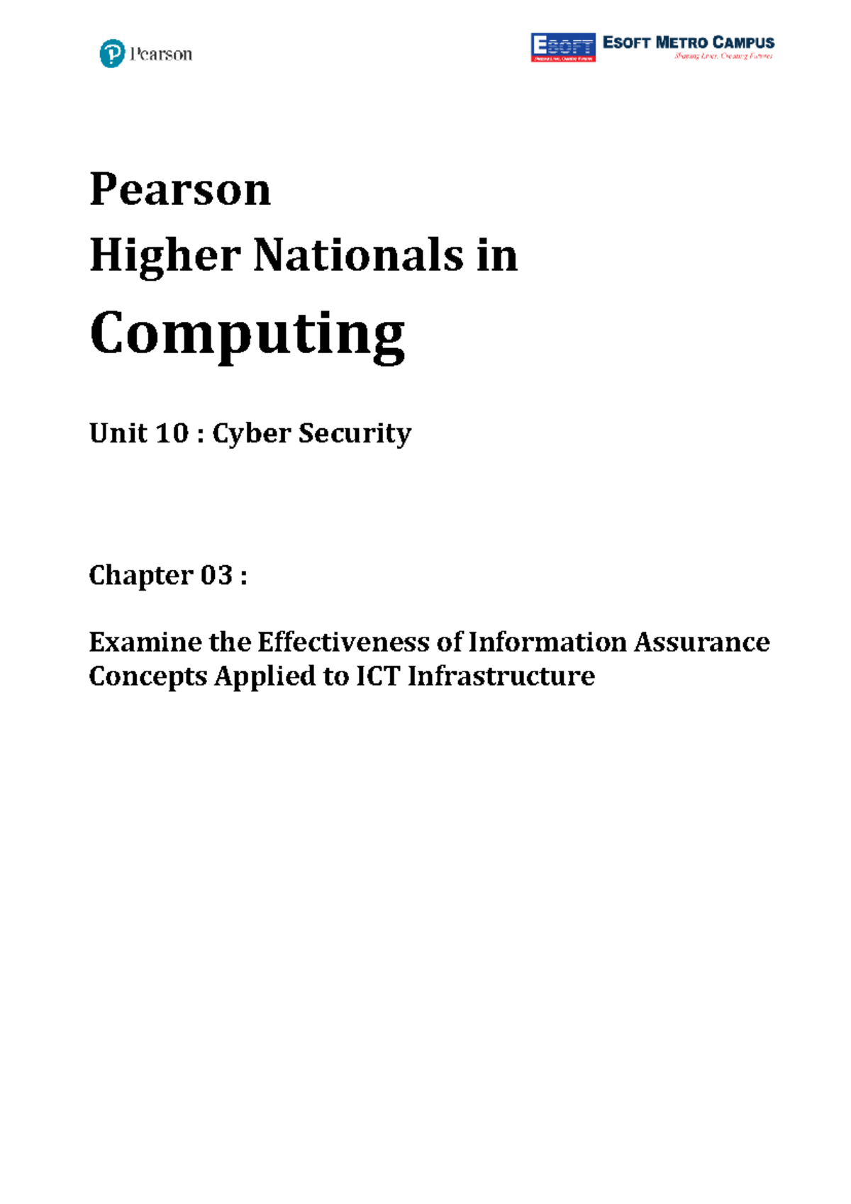Unit 10 Cyber Security: Chapter 03 - Effectiveness of Info Assurance in ...