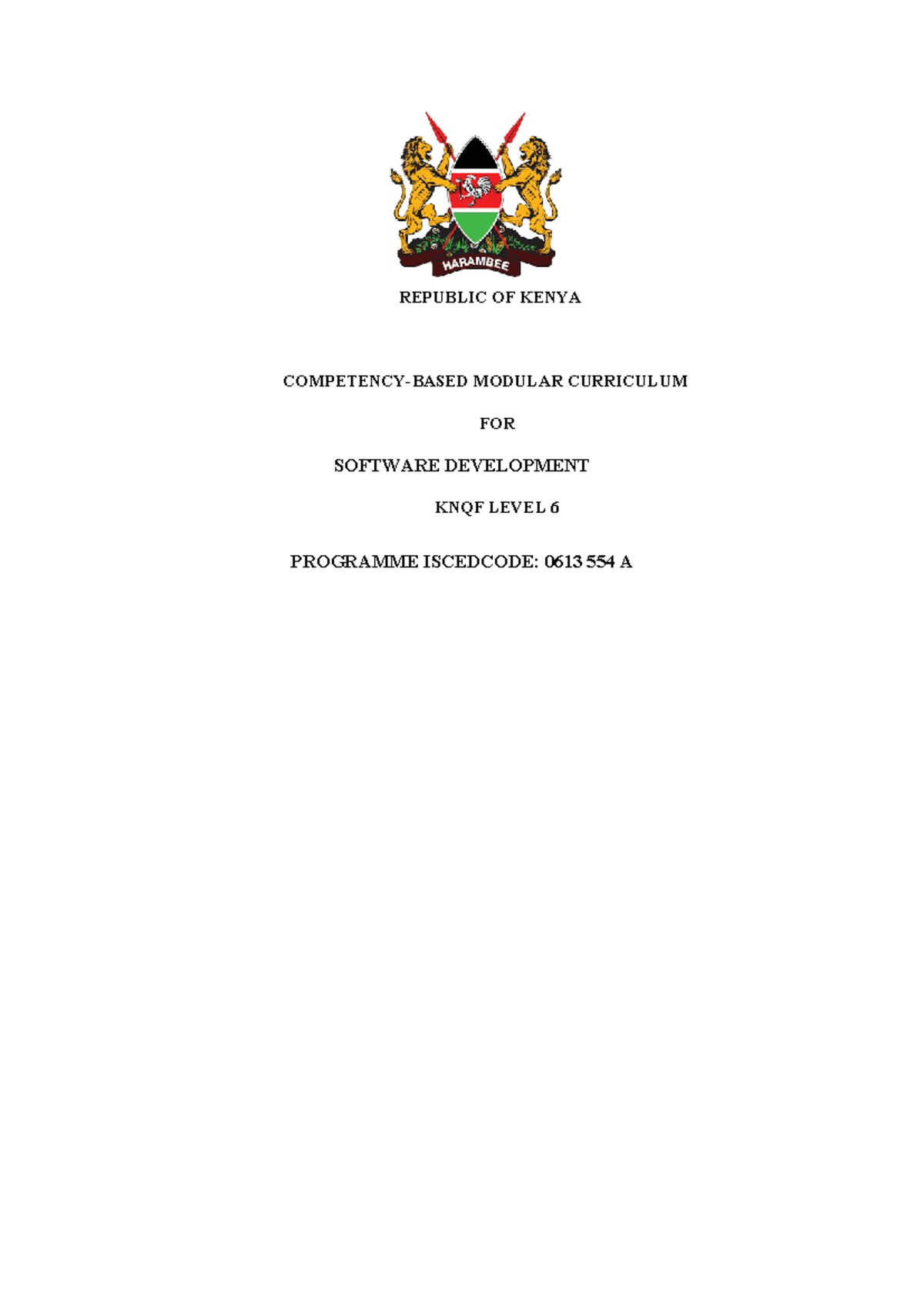 Kenya Software Development Curriculum KNQF Level 6 Overview and ...