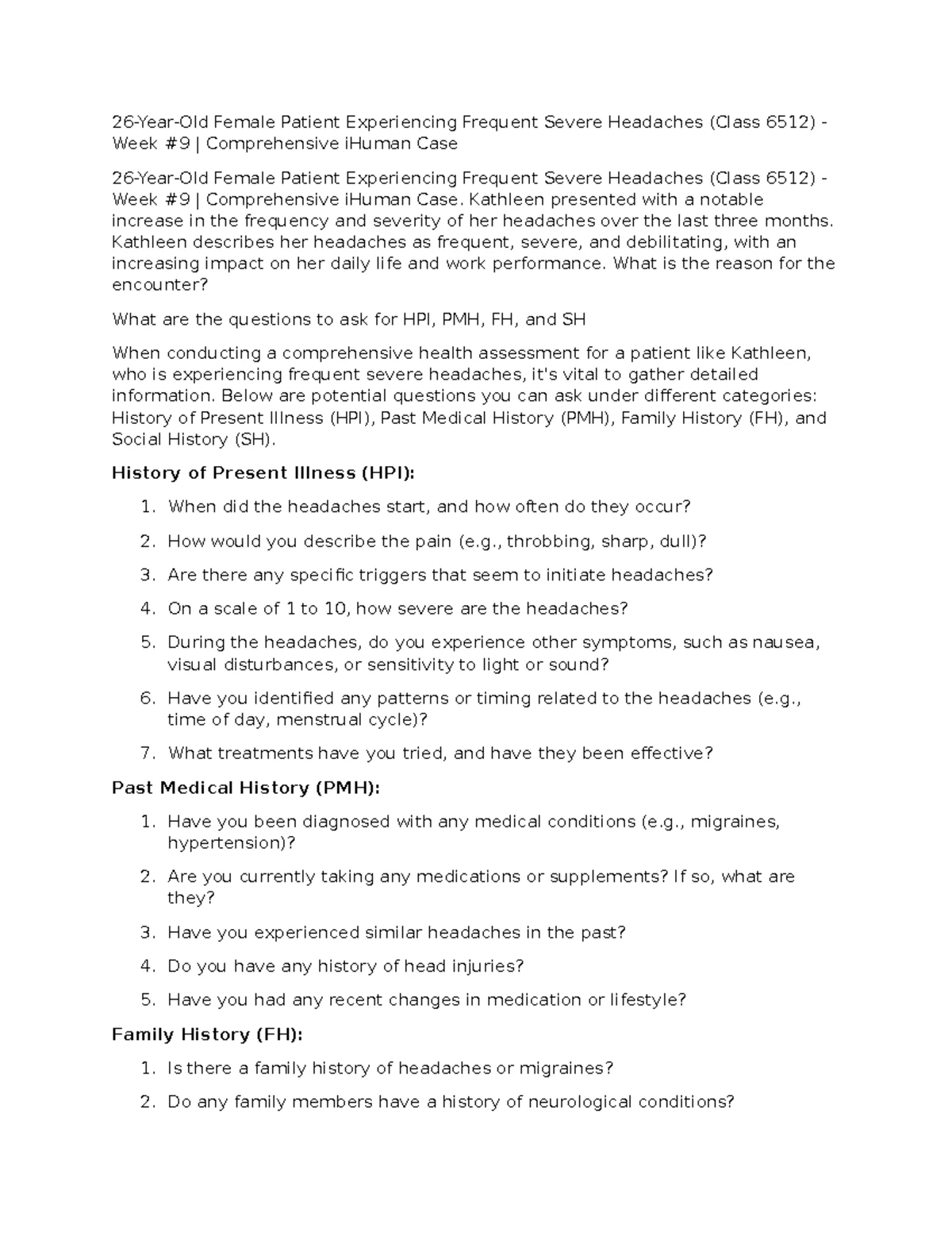 NURS-6512N-31 Week 2 Case Study: Cultural Considerations in Health ...