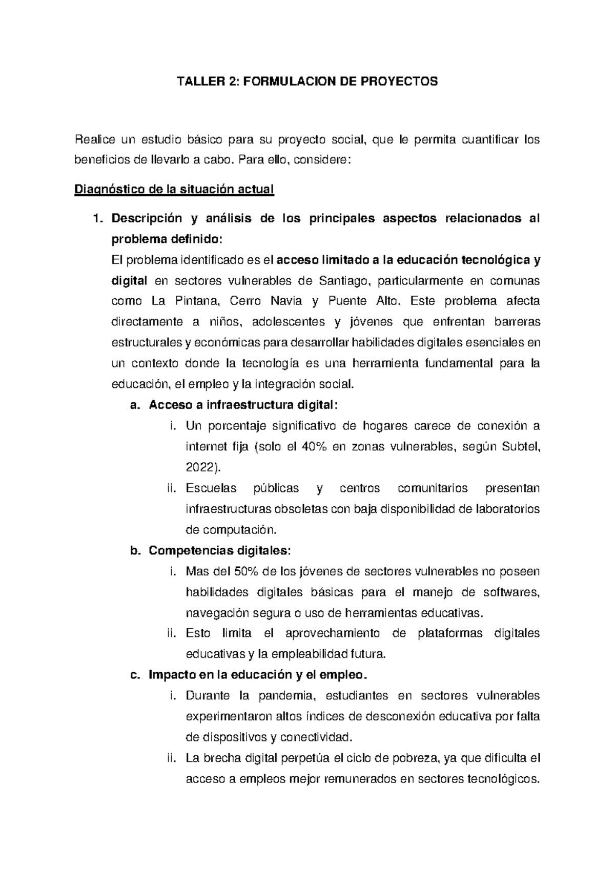 Taller N° 2: Formulación de Proyectos para Inclusión Digital en ...