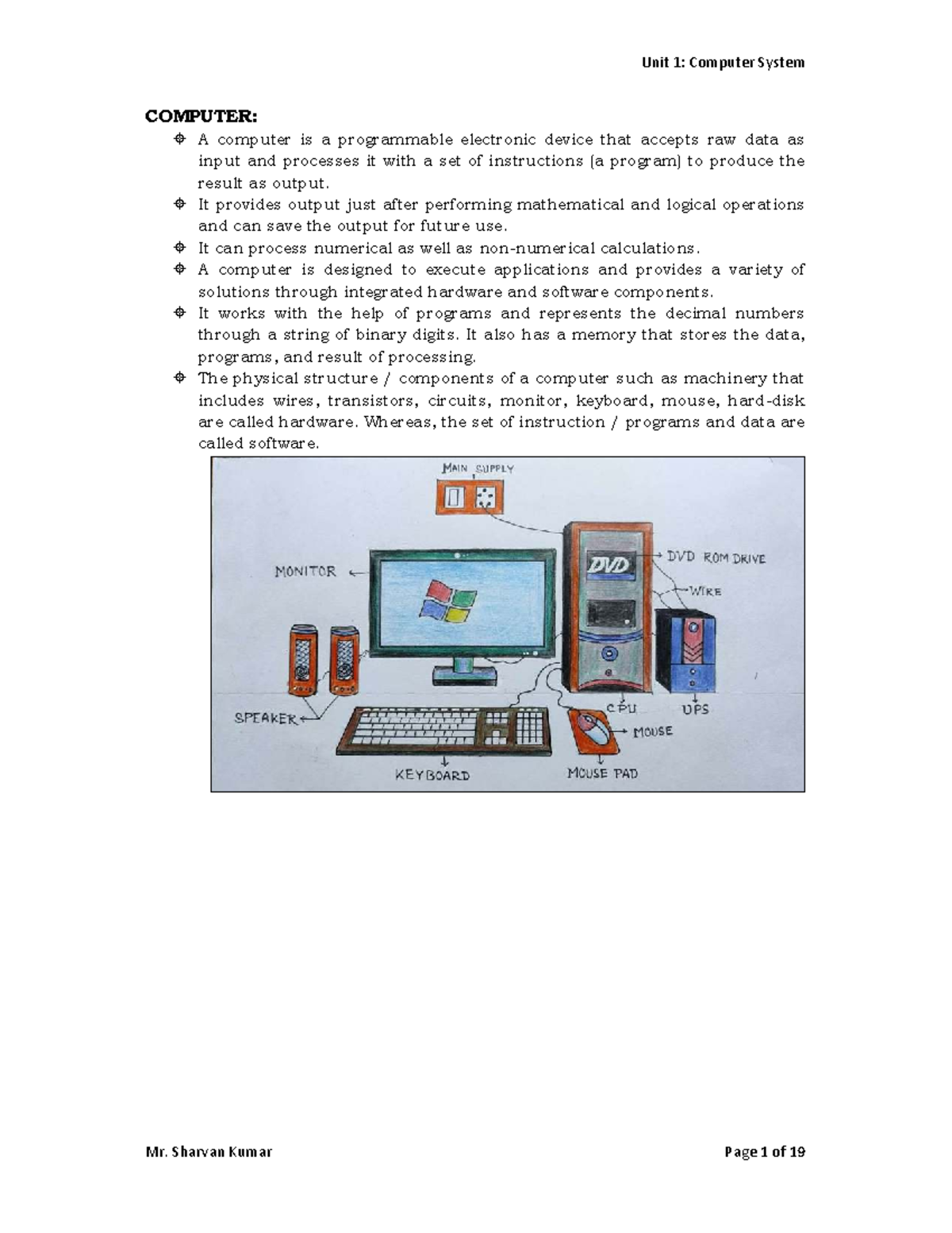 PPS (BCS-101) Unit 1: Overview of Computer Systems and Components - Studocu