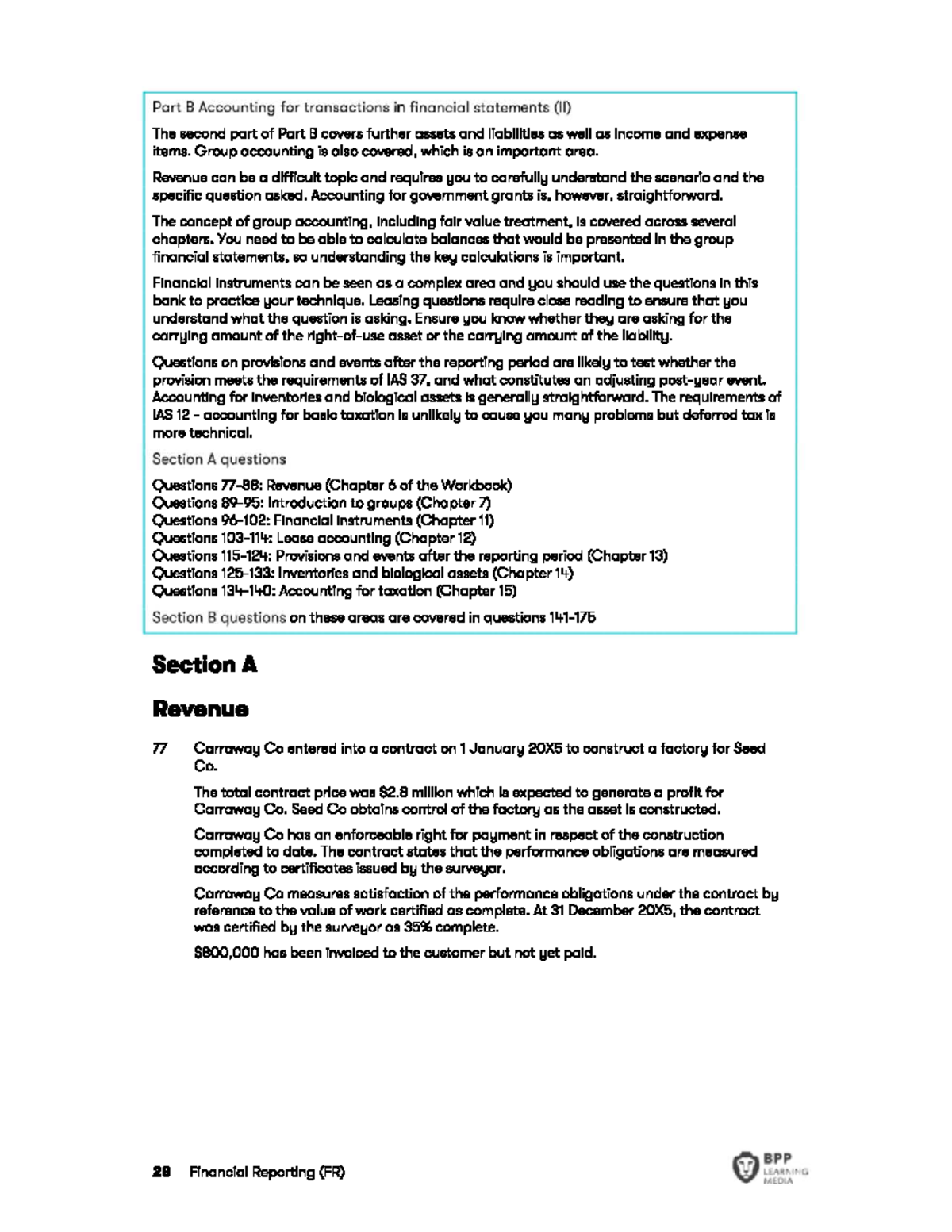 BPP 28 Financial Reporting (FR) Practice Questions on Revenue and Group ...