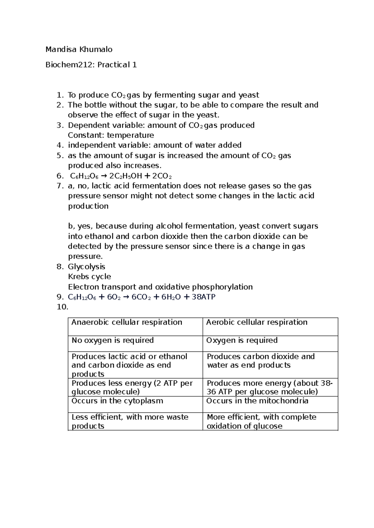 Biochem 212: Practical 1 - Fermentation and CO2 Production Analysis ...