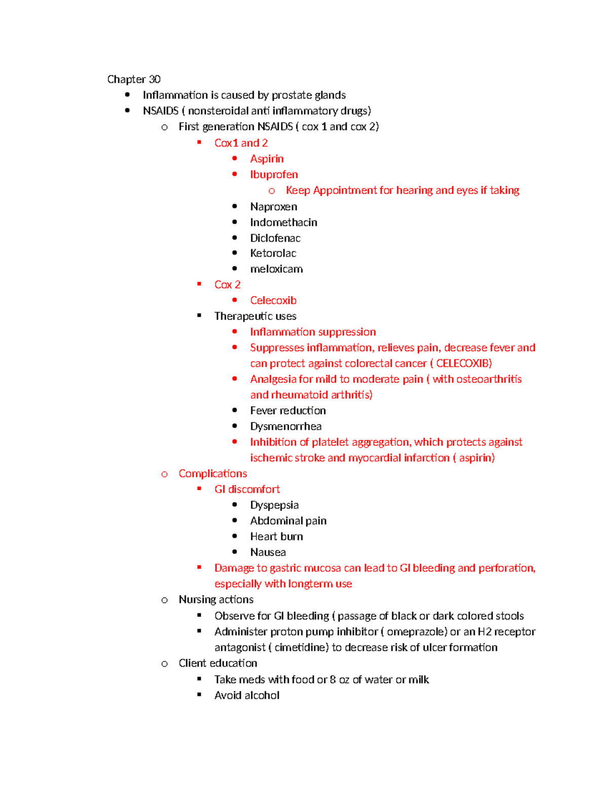 Lecture 7 Notes: Pharmacology of Inflammation and Pain Management - Studocu