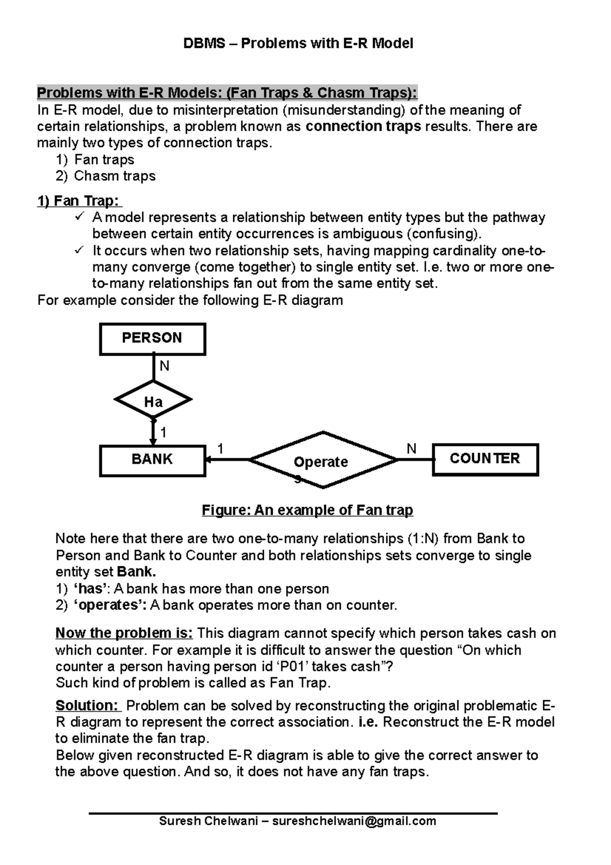 Problems with E-R Models: Fan & Chasm Traps Explained - Studocu