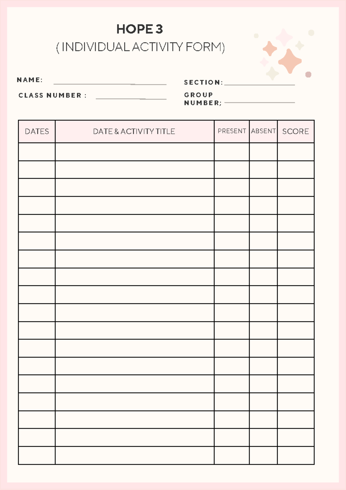 Individual Activity FORM - BS Criminology - N A M E : S E C T I O N ...