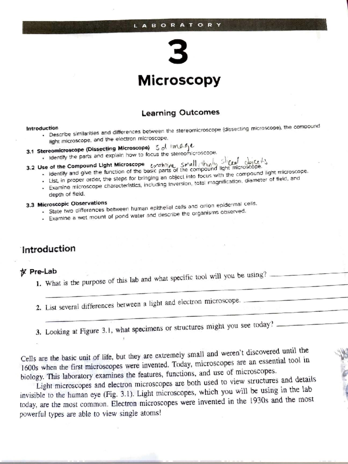 Biology 11 Lab 3: Learning Outcomes in Microscopy Techniques - Studocu