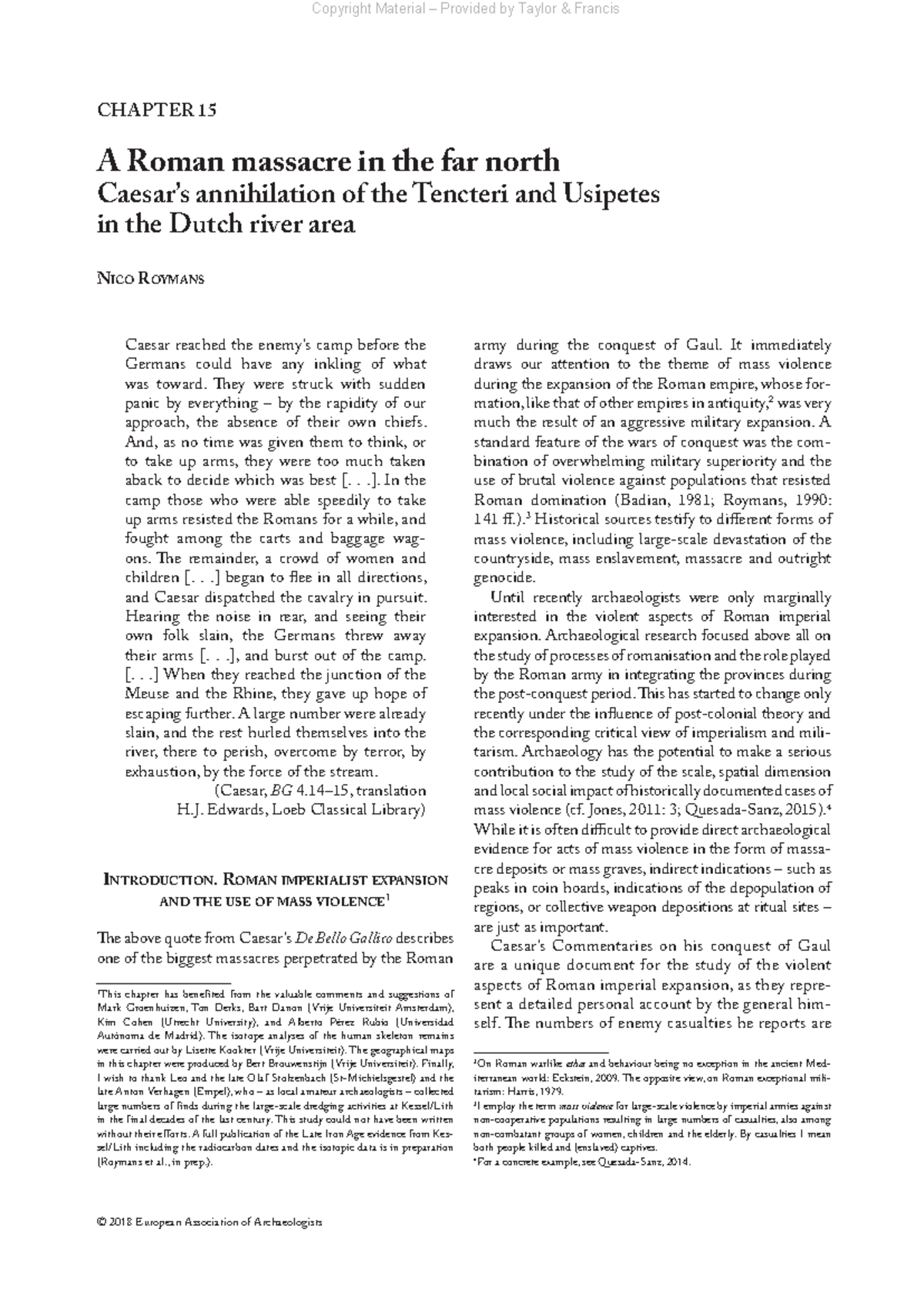The Roman Massacre of the Tencteri and Usipetes in 55 BC: An Analysis ...