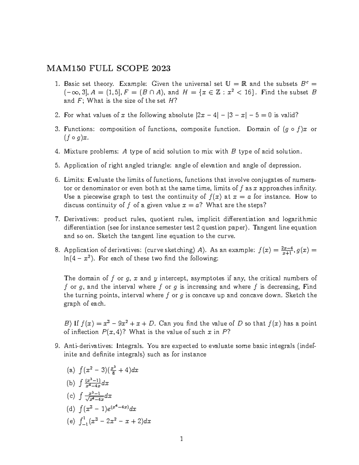 MAM150 Full Scope Study Guide 2023 for Revision - Studocu