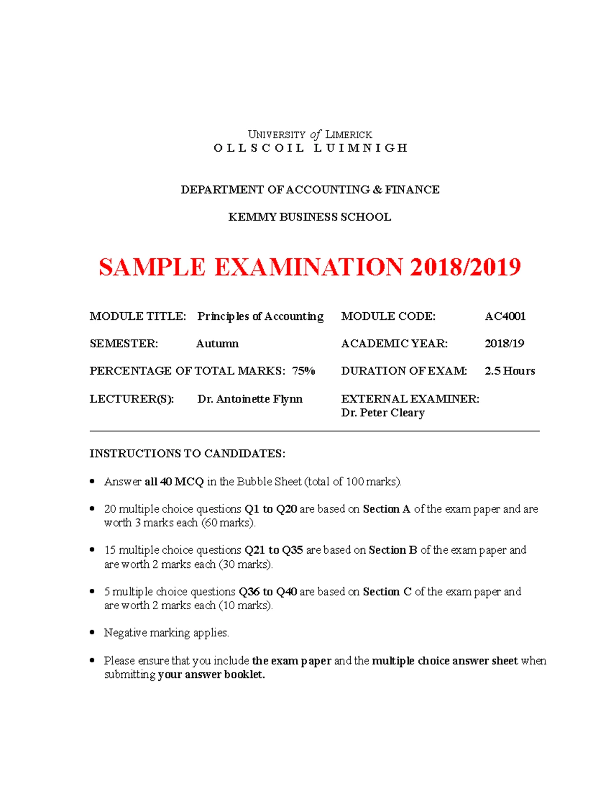 AC4001 Course Outline 2021 - AC4001 COURSE OUTLINE Department ...