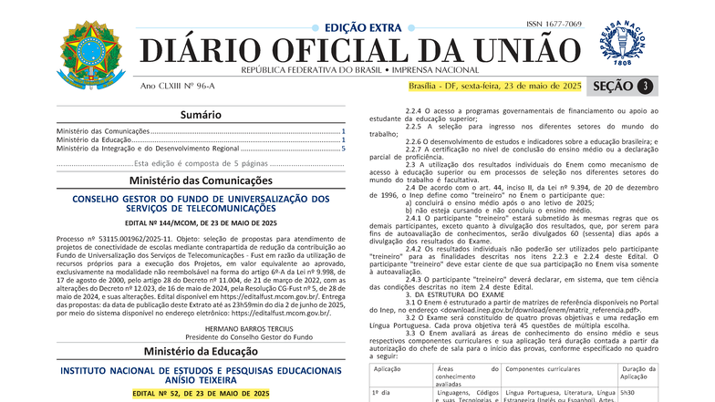 Edital 52/2025: Diretrizes e Procedimentos do Enem 2025 - Studocu