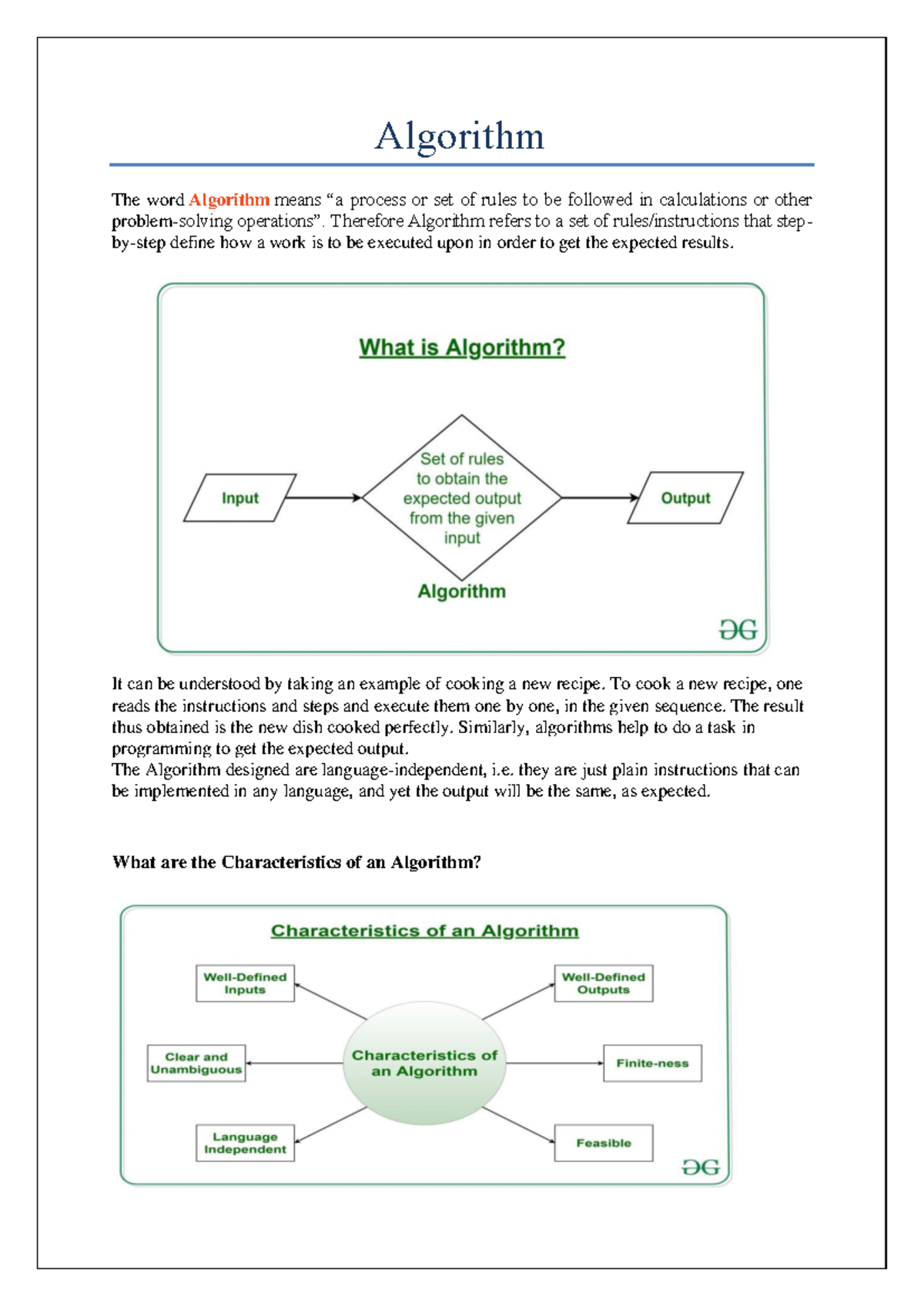Algorithm Characteristics and Design - dxvvds - Studocu